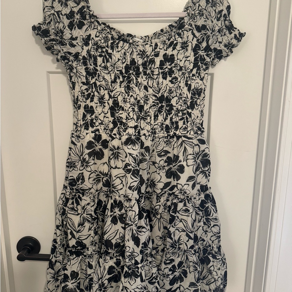 American Eagle Outfitters Black and White Floral Mini Dress